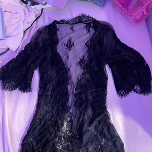 Black floral lace cardigan